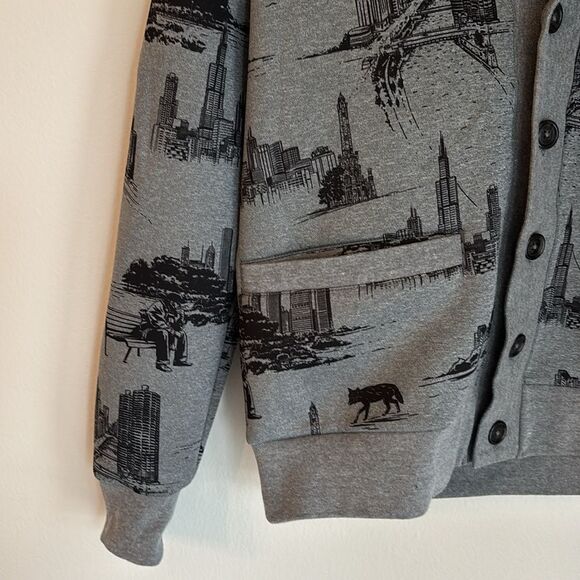 Greyson City of Wolves shawl cardigan gray black men golf preppy sweater SM NWT - Picture 3 of 11